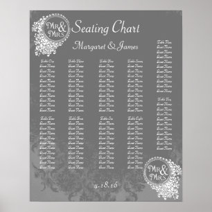Mr & Mrs Vintage Gray Damask Seating Chart