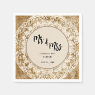 Mr & Mrs Vintage Lace Doily Wedding Napkins