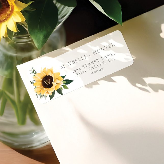 Mr. & Mrs. Watercolor Sunflowers & Wildflower Label (Mr. & Mrs. Watercolor Sunflowers & Wildflower Label)