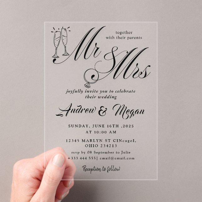 MR & mrs Wedding Acrylic Invitations (Insitu (Handheld))