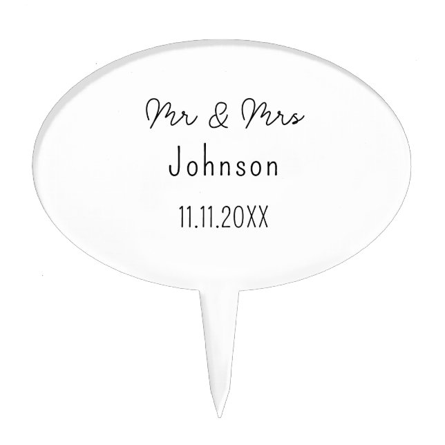 Mr Mrs Wedding Anniversary Custom names Wedding  Cake Topper (Front)