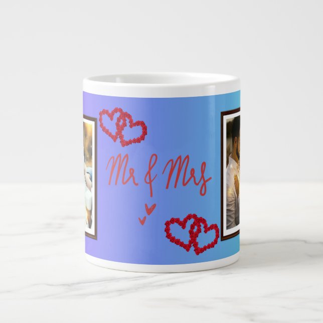 Mr & Mrs wedding, anniversary, personalised gift  Giant Coffee Mug (Front)