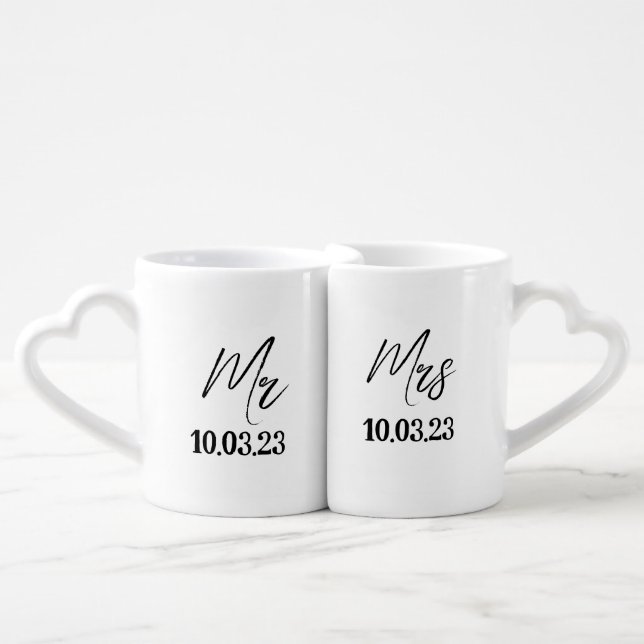Mr&Mrs Wedding Anniversary Personalized date Coffe Coffee Mug Set (Front Nesting)