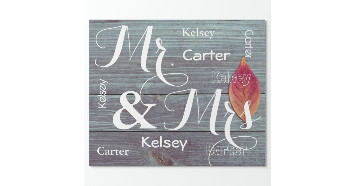 Personalised Wedding Day Names Wrapping Paper / Mr & Mrs / Mr