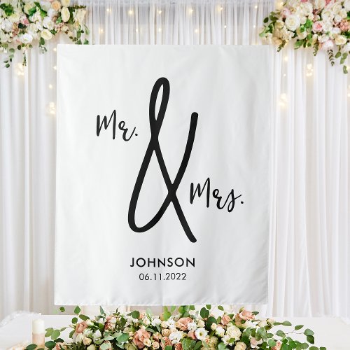 Mr  Mrs Wedding Backdrop Custom Surname Date