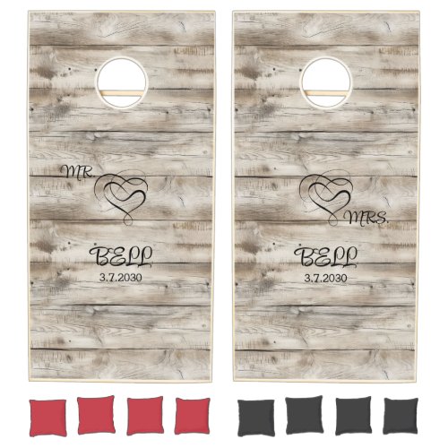 MR   MRS Wedding Barnboard Cornhole Set