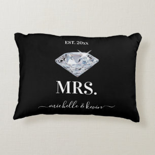 Mr. & Mrs. Wedding Black & White Accent Pillow
