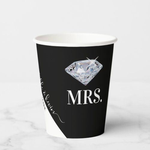 Mr  Mrs Wedding Black  White Paper Cups