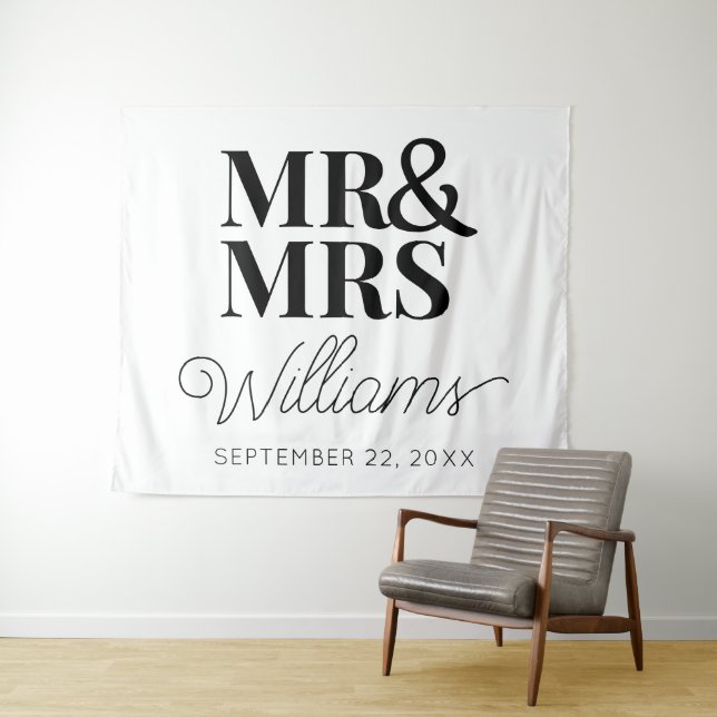 Mr Mrs Wedding Bridal Shower Modern Backdrop (In Situ (Horizontal))