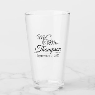 Mr. & Mrs. Wedding Celebration Date Glass
