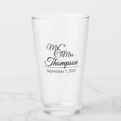Mr  Mrs Wedding Celebration Date Glass