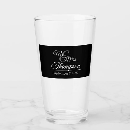 Mr  Mrs Wedding Celebration Date Keepsake Glass