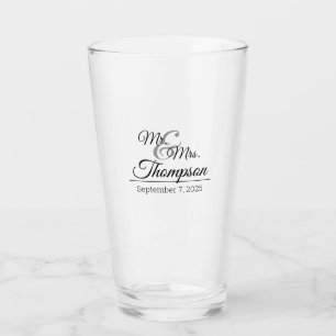 Mr. & Mrs. Wedding Celebration Date Keepsake Glass