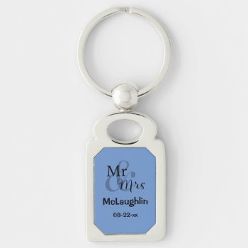 Mr & Mrs Wedding Couple (blue)  Keychain by InviteMe_byTW at Zazzle