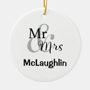 Mr & Mrs Wedding Couple Established Year Ceramic Ornament