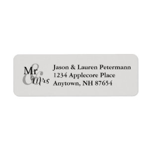 Mr & Mrs Wedding Couple (gray) Label