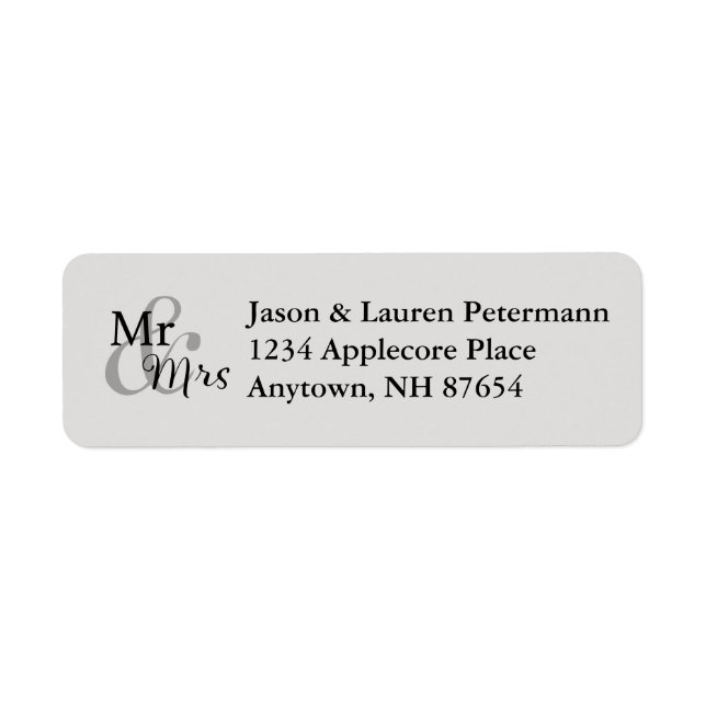 Mr & Mrs Wedding Couple (gray) Label (Front)