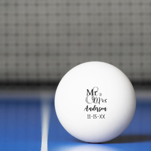 Mr & Mrs Wedding Couple Personalized Ping Pong Ball (Net)