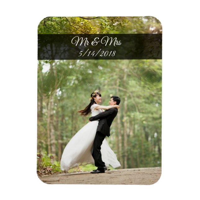 Mr & Mrs Wedding Couple Photo Mini Magnet (Vertical)