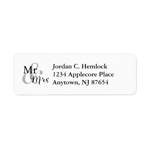 Mr  Mrs Wedding Couple Return Address Label