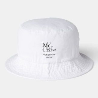 Mr & Mrs Wedding Couple with Name & Date Bucket Hat