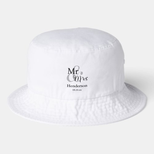 Mr & Mrs Wedding Couple with Name & Date Bucket Hat