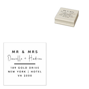 Mr & Mrs Wedding Custom Return Address Rubber Stamp