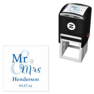 Mr & Mrs Wedding Customized with Name & Date Self-inking Stamp