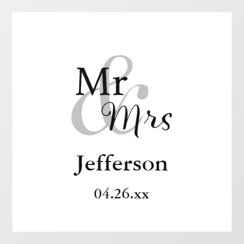 Mr  Mrs Wedding Decal with Name  Date Wall Decor