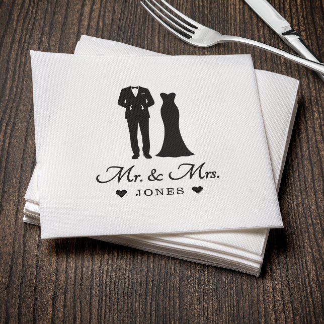 Mr & Mrs Wedding Dress Tuxedo Newlywed Couple Napkins (Mr & Mrs Wedding Dress Tuxedo Newlywed Couple Napkins
)