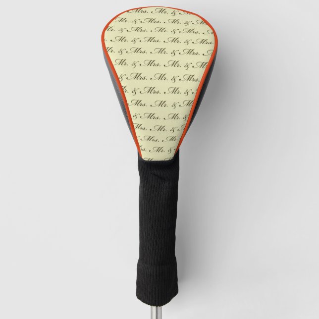 Mr & Mrs Wedding elegant bride and groom  Golf Head Cover (Front)
