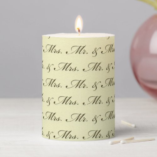 Mr  Mrs Wedding elegant bride and groom   Pillar Candle