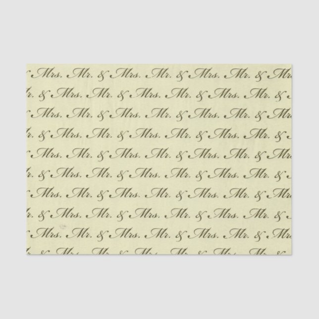 Mr & Mrs Wedding elegant bride and groom  Tissue Paper (Front)