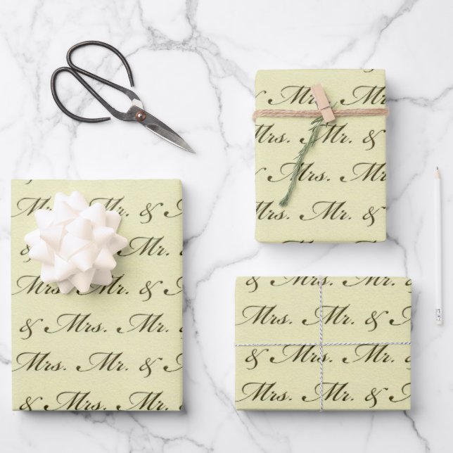 Mr & Mrs Wedding elegant bride and groom  Wrapping Paper Sheets (Front)