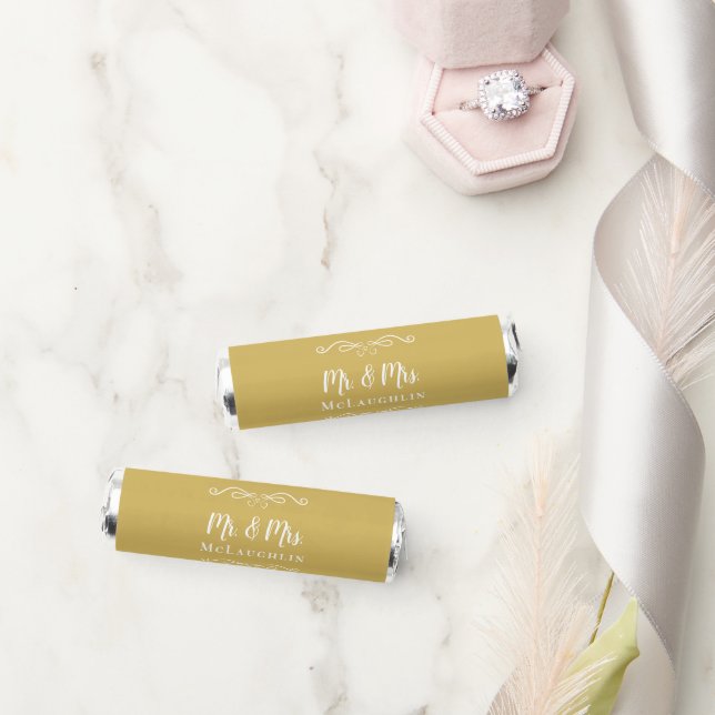 Mr & Mrs Wedding Elegant Calligraphy Gold Breath Savers® Mints (Wedding)