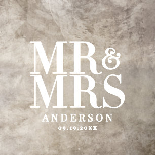 Mr & Mrs wedding elegant modern bold typography Floor Decals