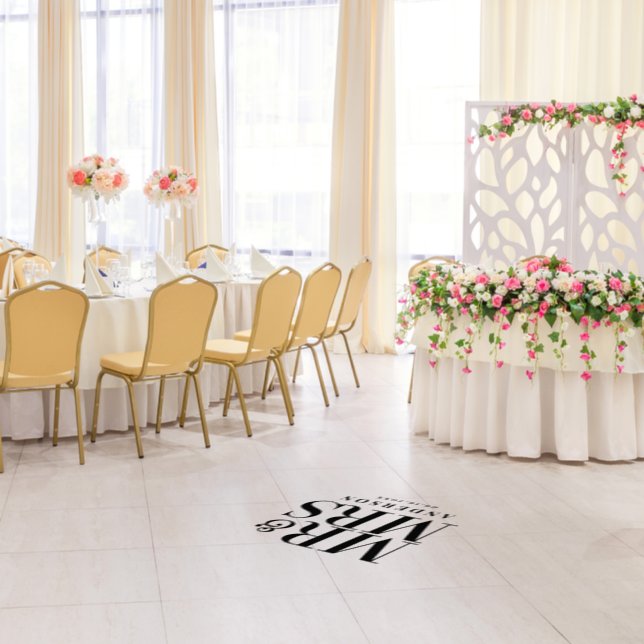 Mr & Mrs wedding elegant modern bold typography Floor Decals (Dinner)