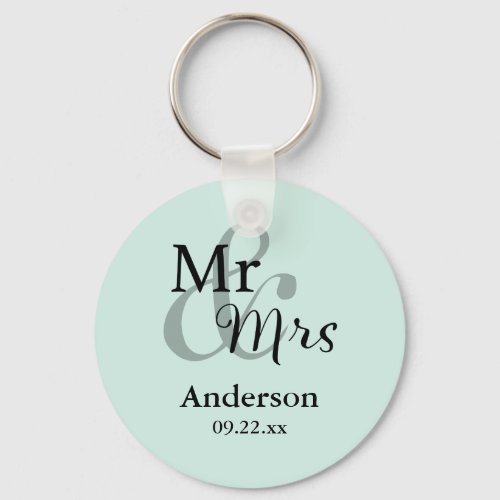 Mr  Mrs Wedding Favor Keyring NameDate mint