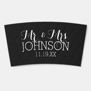 Mr & Mrs Wedding Favors Solid Color Black Coffee Cup Sleeve