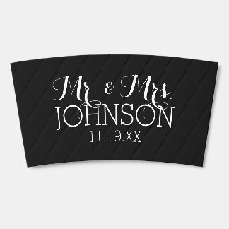 Mr & Mrs Wedding Favors Solid Color Black Coffee Cup Sleeve