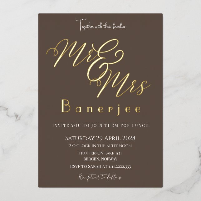 Mr & Mrs Wedding Foil Invitation (Front)