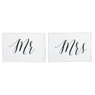 Mr Mrs Wedding His Hers Couple Romantic Bedroom Pillow Case