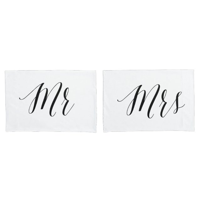 Mr Mrs Wedding His Hers Couple Romantic Bedroom Pillow Case (Front-Set)