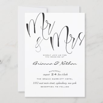 Mr & Mrs Wedding Invitation | Zazzle