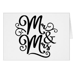 Mr & Mrs Wedding Just Married Black White Monogram Cards