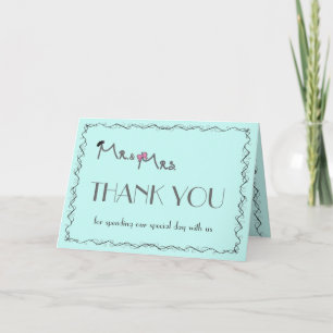 Mr. & Mrs. Wedding Mint Color Thank You Cards