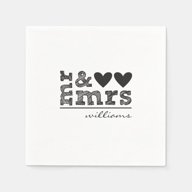Mr & Mrs Wedding Napkins (Front)