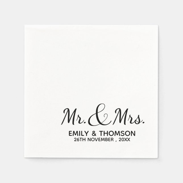 Mr & Mrs | Wedding | Paper Napkin (Front)