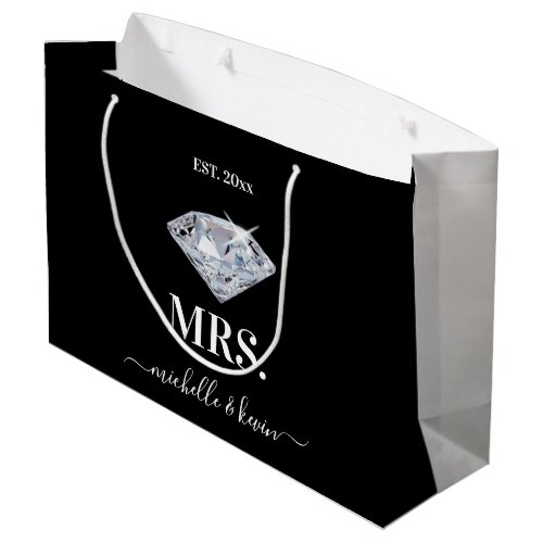 Mr  Mrs Wedding Party Black  White Large Gift Bag