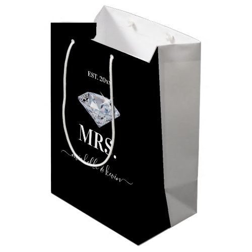 Mr  Mrs Wedding Party Black  White Medium Gift Bag
